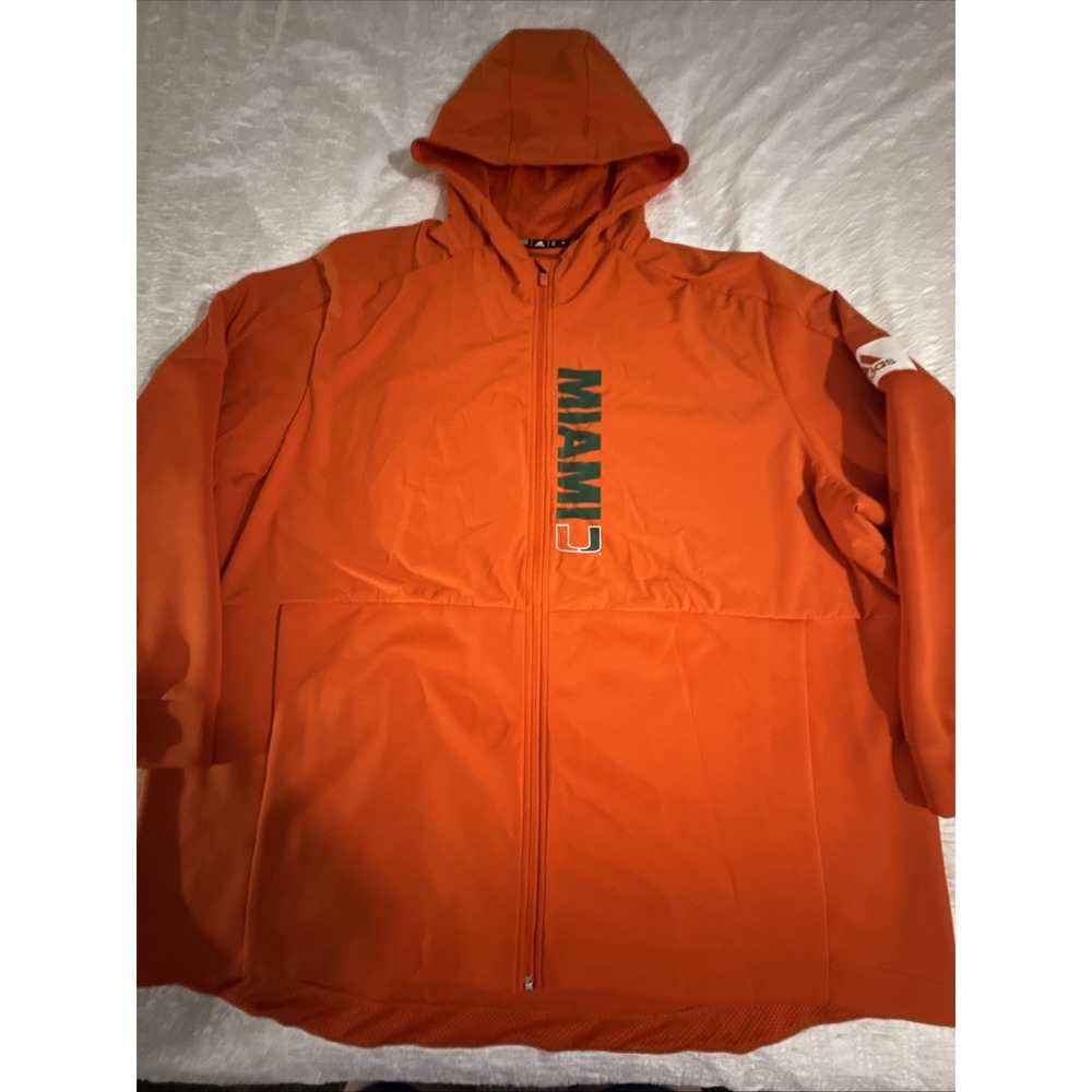 Adidas University Of Miami Men's 4xl Zip Up Player Team Jacket Orange